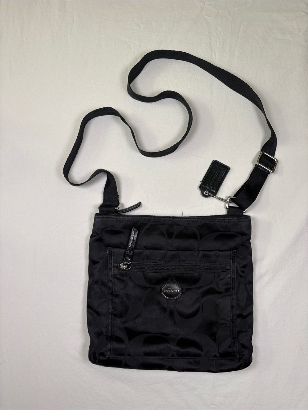 Coach Black Signature Nylon Messenger Crossbody